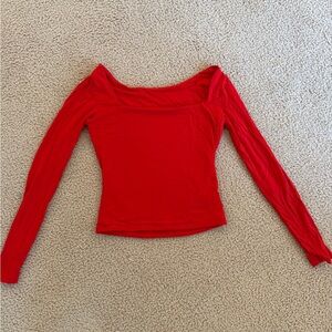 Soft Red Long Sleeve Top